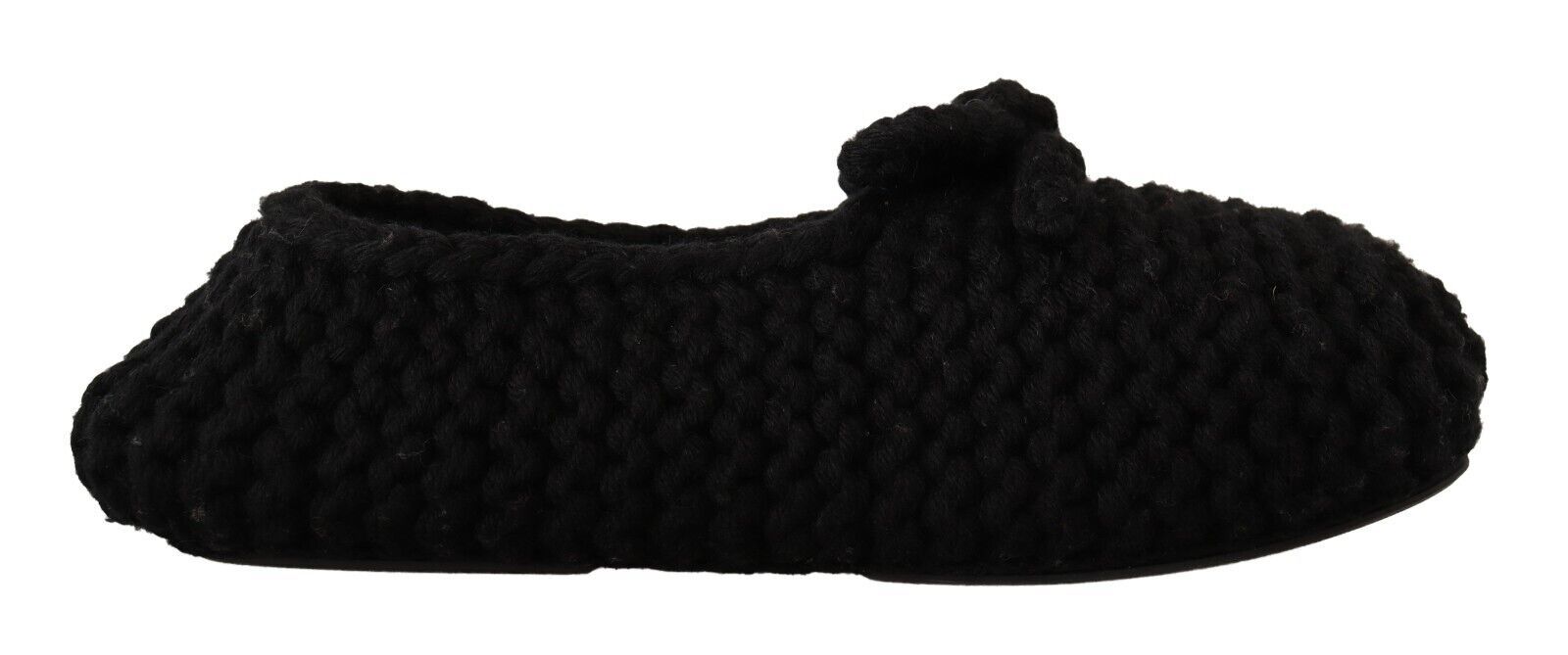 Dolce & Gabbana Black Slip On Ballerina Flats Wool Knit Shoes Dolce & Gabbana