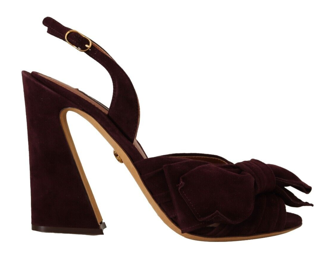 Dolce & Gabbana Dark Purple Suede Ankle Strap Sandals Shoes Dolce & Gabbana