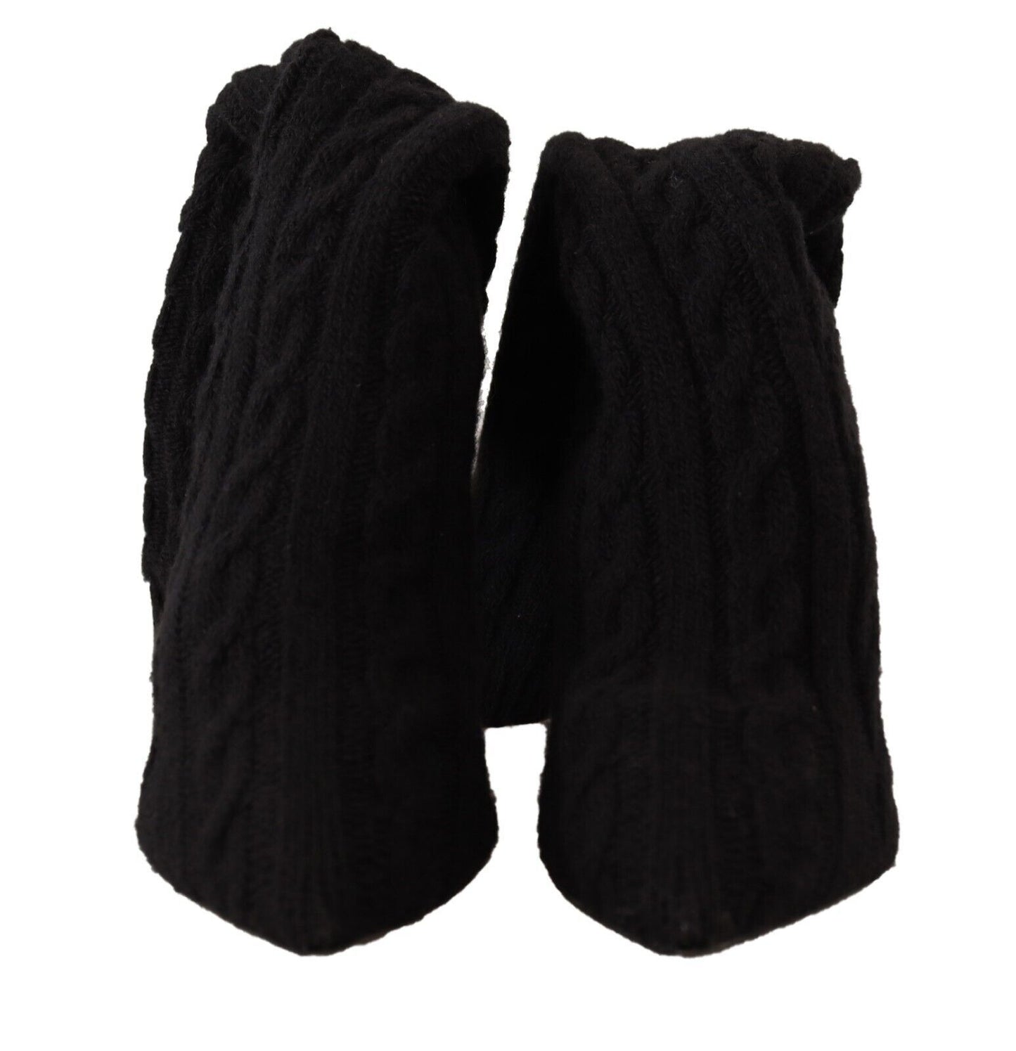 Dolce & Gabbana Black Stretch Socks Knee High Booties Shoes Dolce & Gabbana