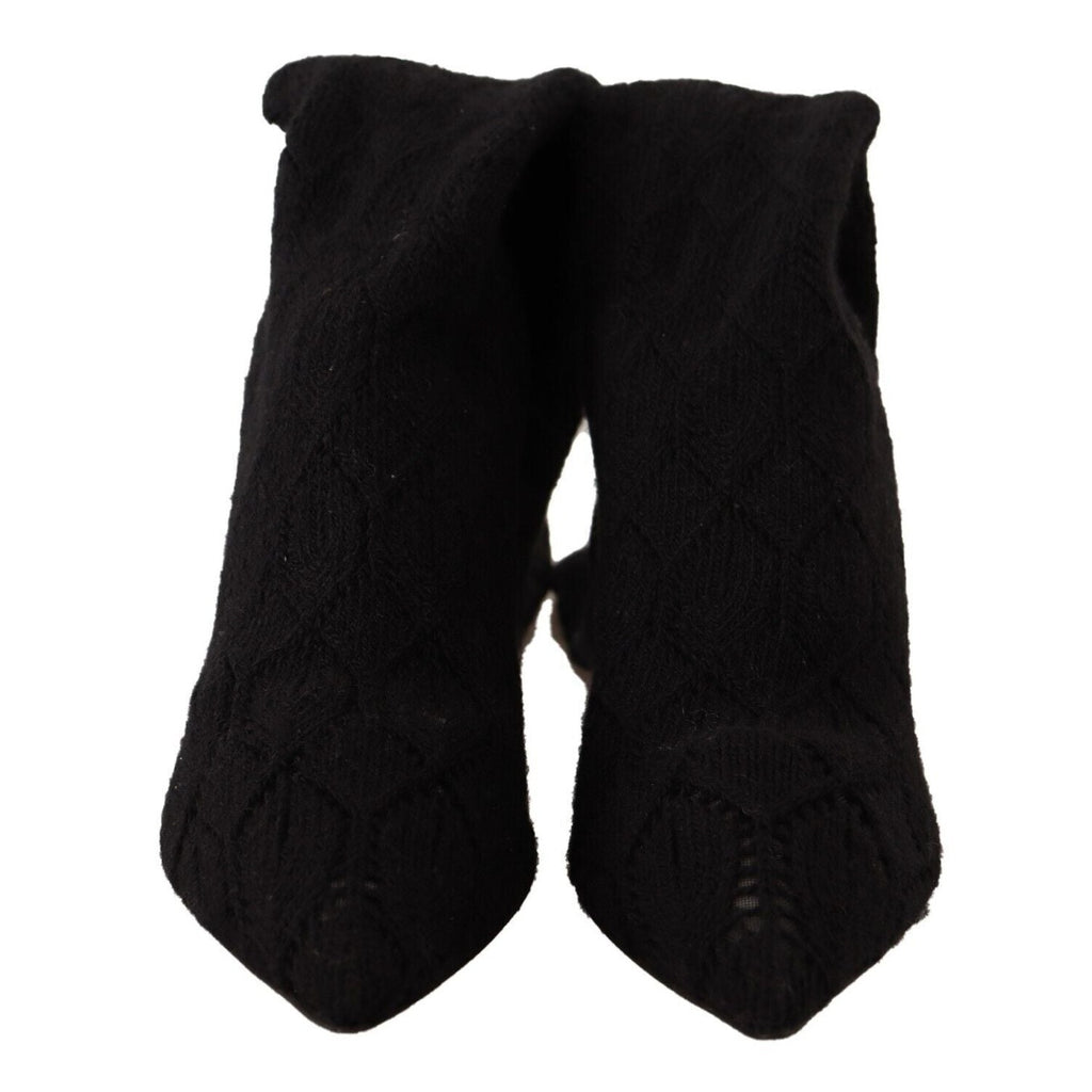 Dolce & Gabbana Black Stretch Socks Knee High Booties Shoes