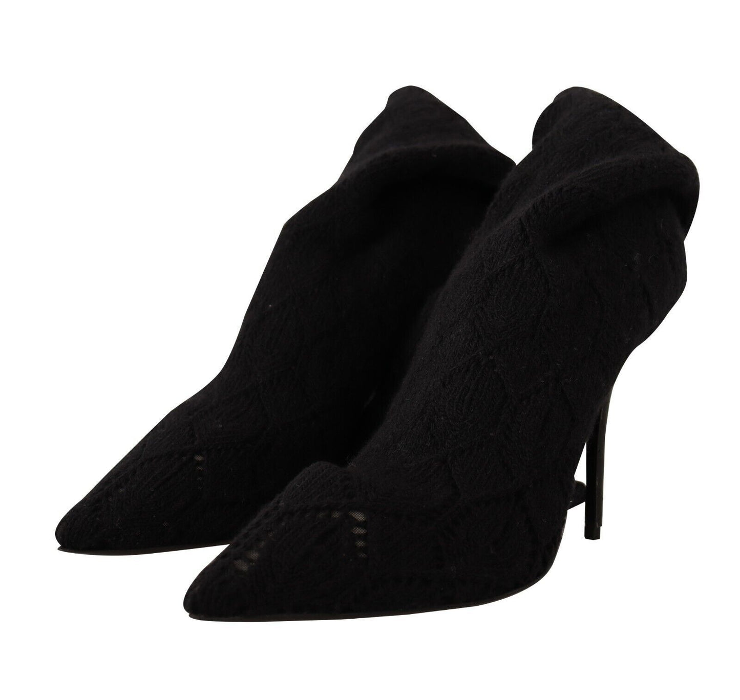 Dolce & Gabbana Black Stretch Socks Knee High Booties Shoes Dolce & Gabbana