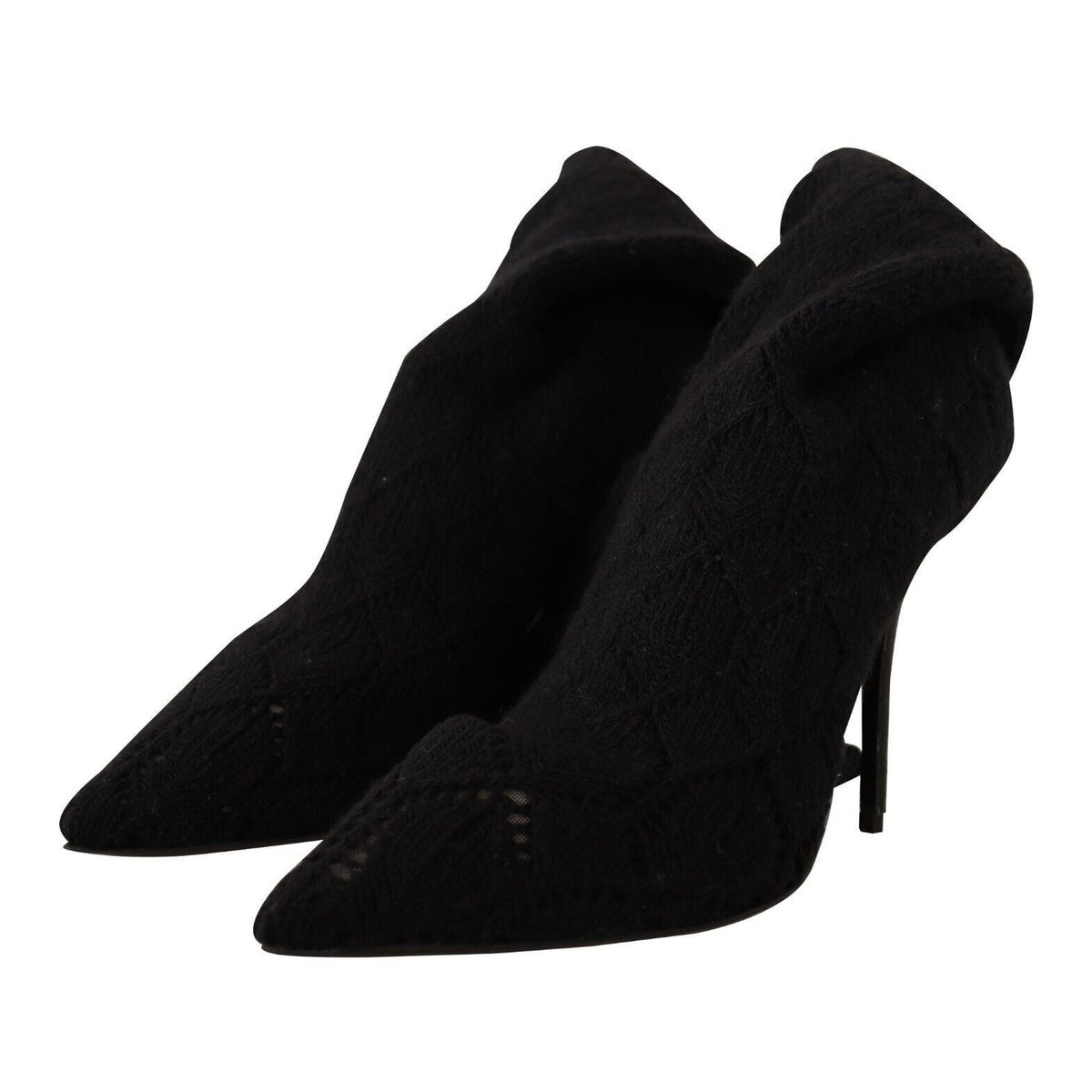 Dolce & Gabbana Black Stretch Socks Knee High Booties Shoes