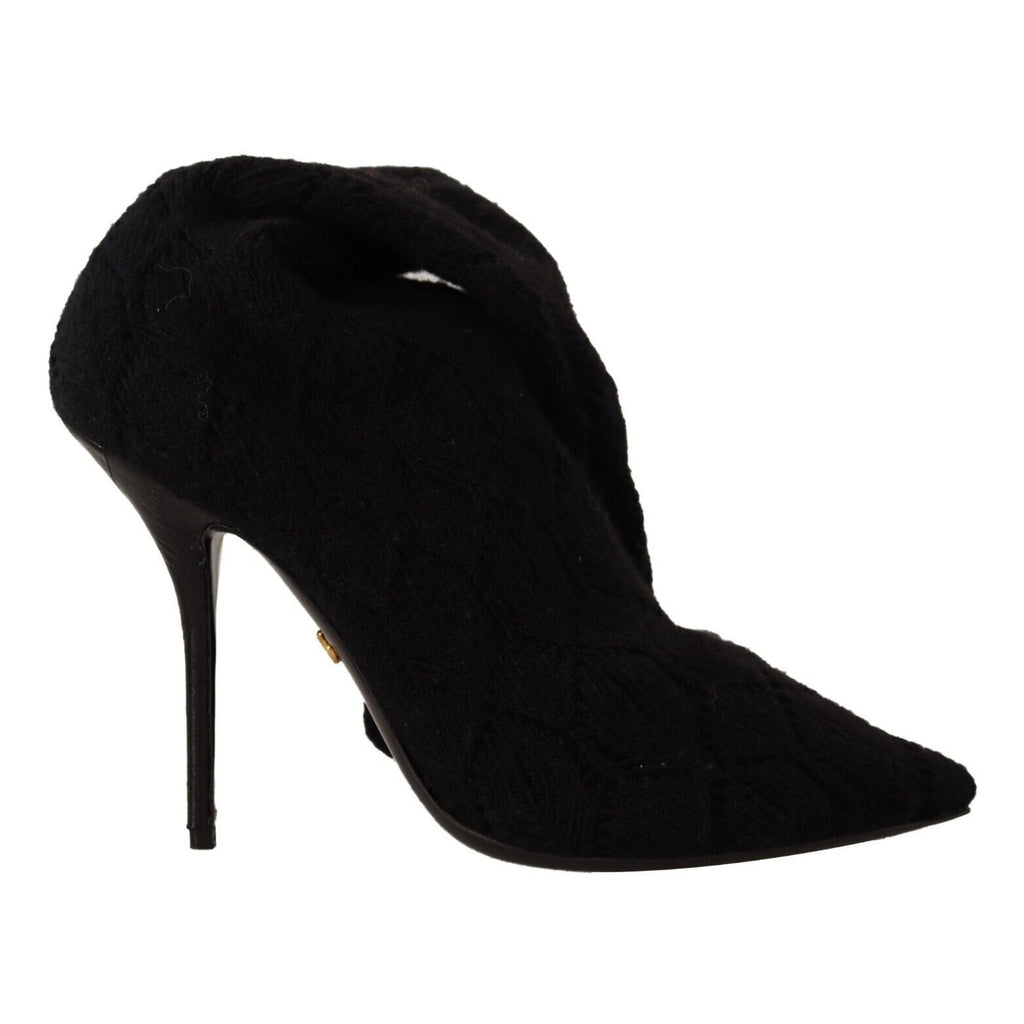 Dolce & Gabbana Black Stretch Socks Knee High Booties Shoes