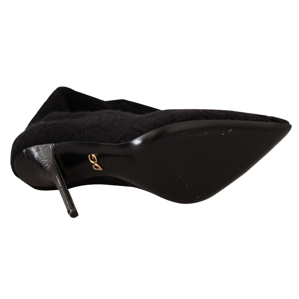Dolce & Gabbana Black Stretch Socks Knee High Booties Shoes