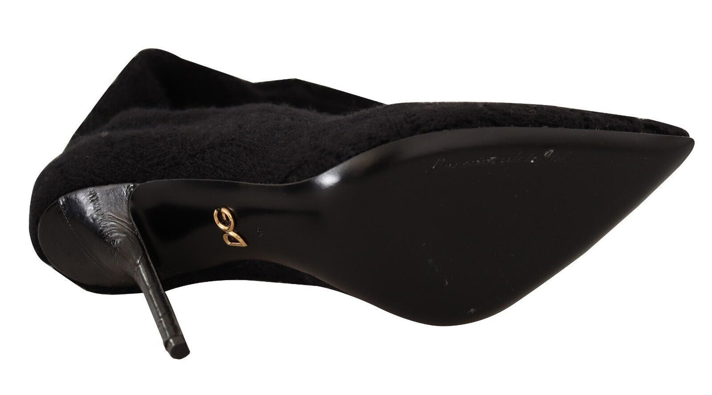 Dolce & Gabbana Black Stretch Socks Knee High Booties Shoes Dolce & Gabbana