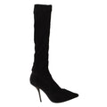 Dolce & Gabbana Black Stretch Socks Knee High Booties Shoes