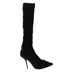 Dolce & Gabbana Black Stretch Socks Knee High Booties Shoes