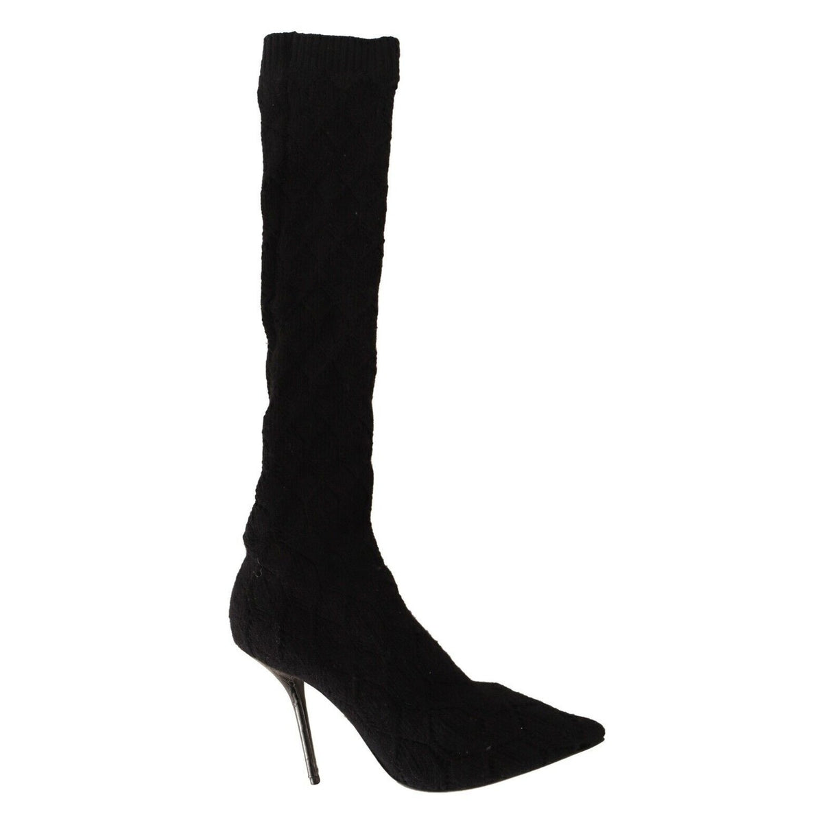 Dolce & Gabbana Black Stretch Socks Knee High Booties Shoes