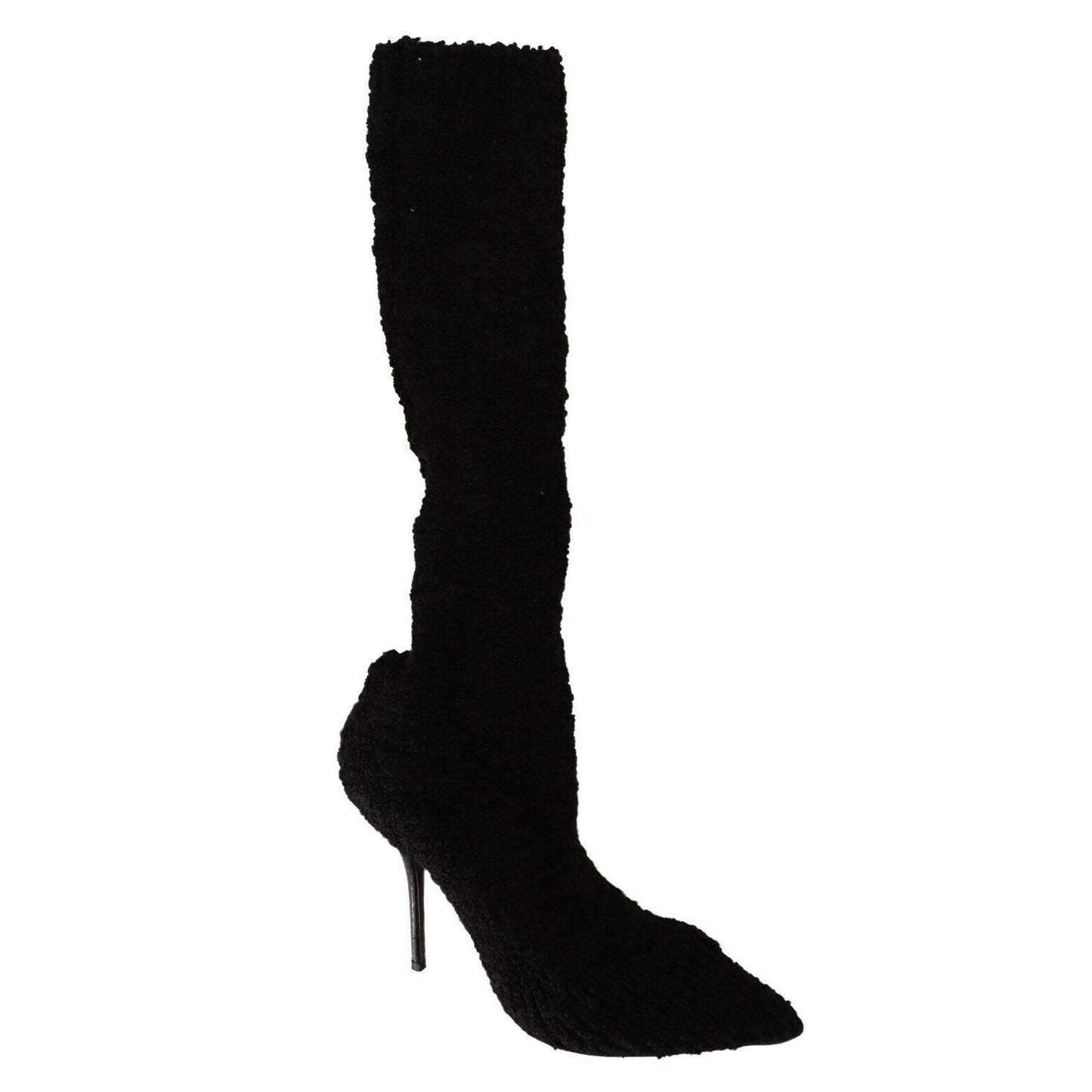 Dolce & Gabbana Black Stretch Socks Knee High Booties Shoes