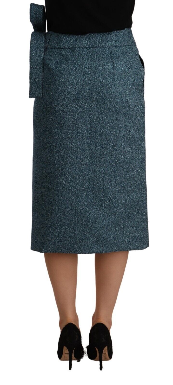 Koonhor Blue High Waist Pencil Straight Wrap Style Skirt Koonhor