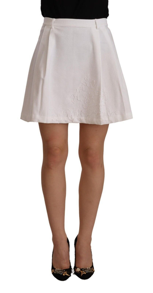 Ermanno Scervino White High Waist A-line Mini Cotton Skirt Ermanno Scervino
