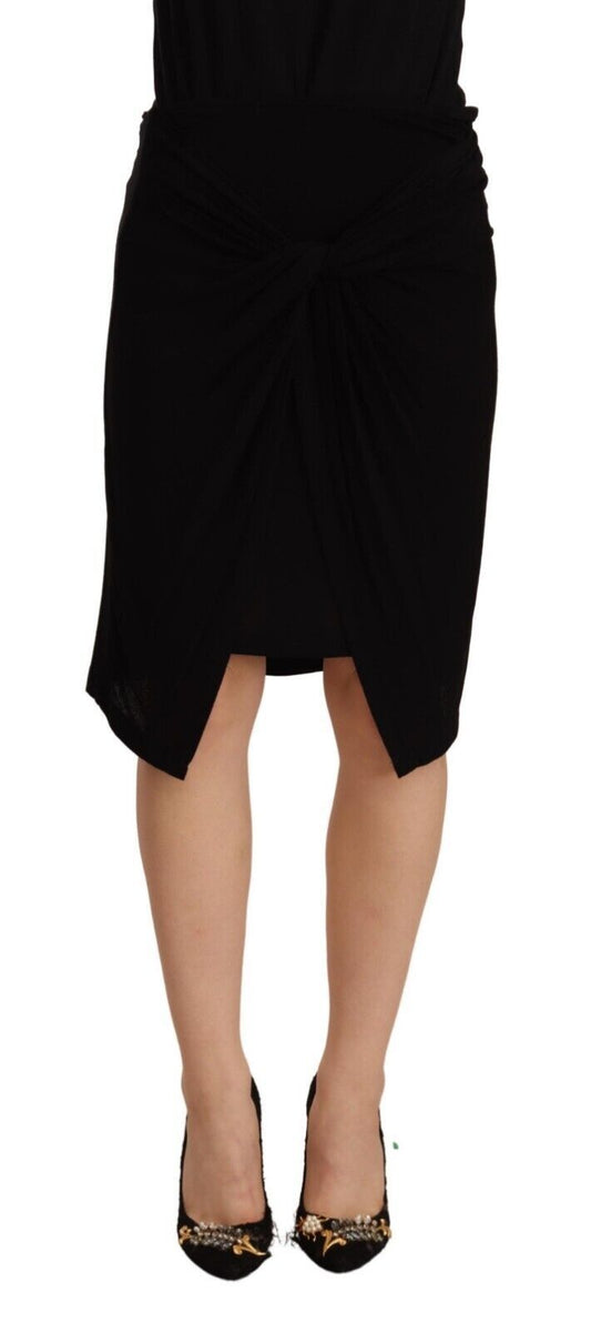 PLEIN SUD Black High Waist Pencil Knee Length Viscose Skirt PLEIN SUD