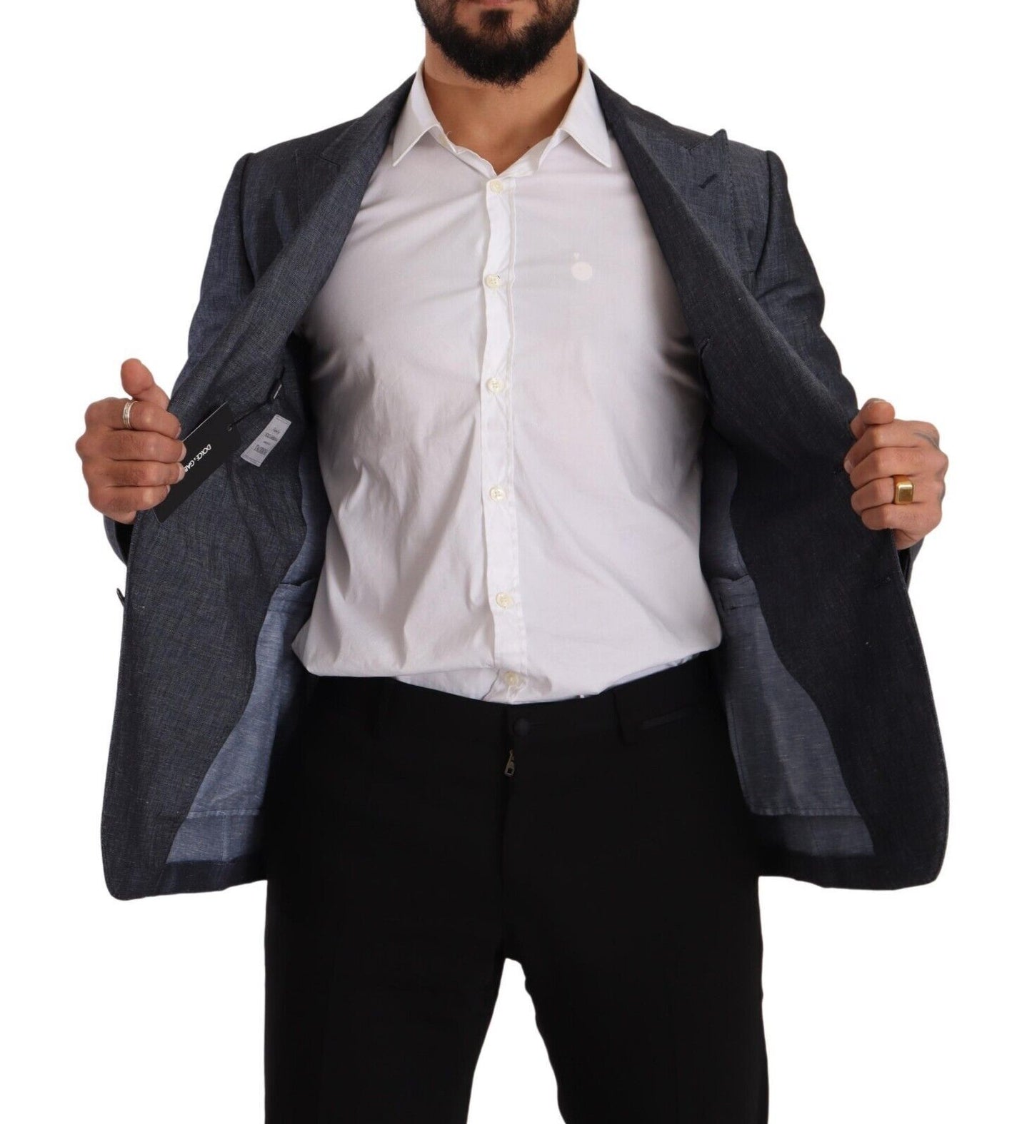 Dolce & Gabbana Blue Linen Cotton Jacket TAORMINA Blazer Dolce & Gabbana