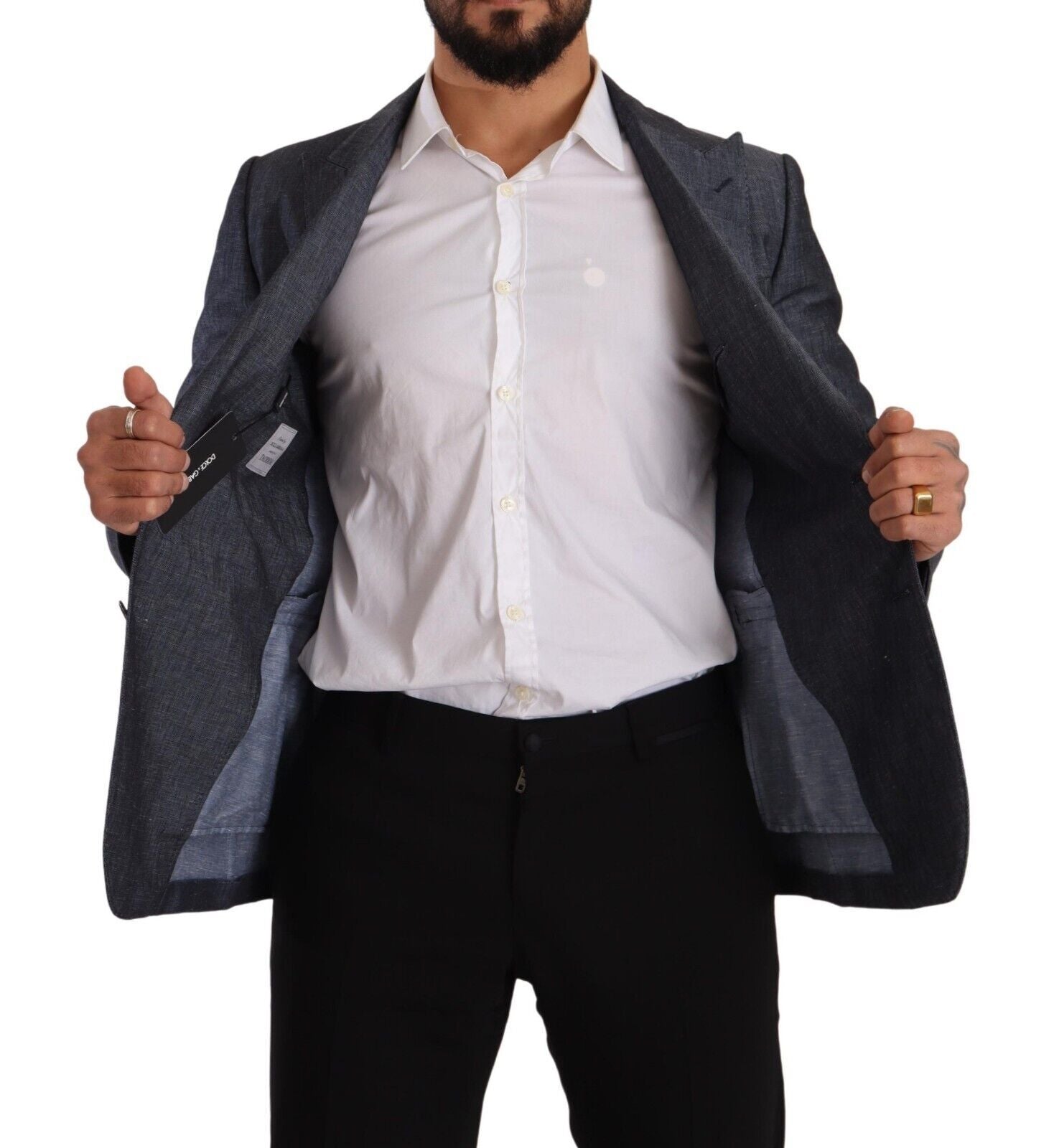 Dolce & Gabbana Blue Linen Cotton Jacket TAORMINA Blazer Dolce & Gabbana