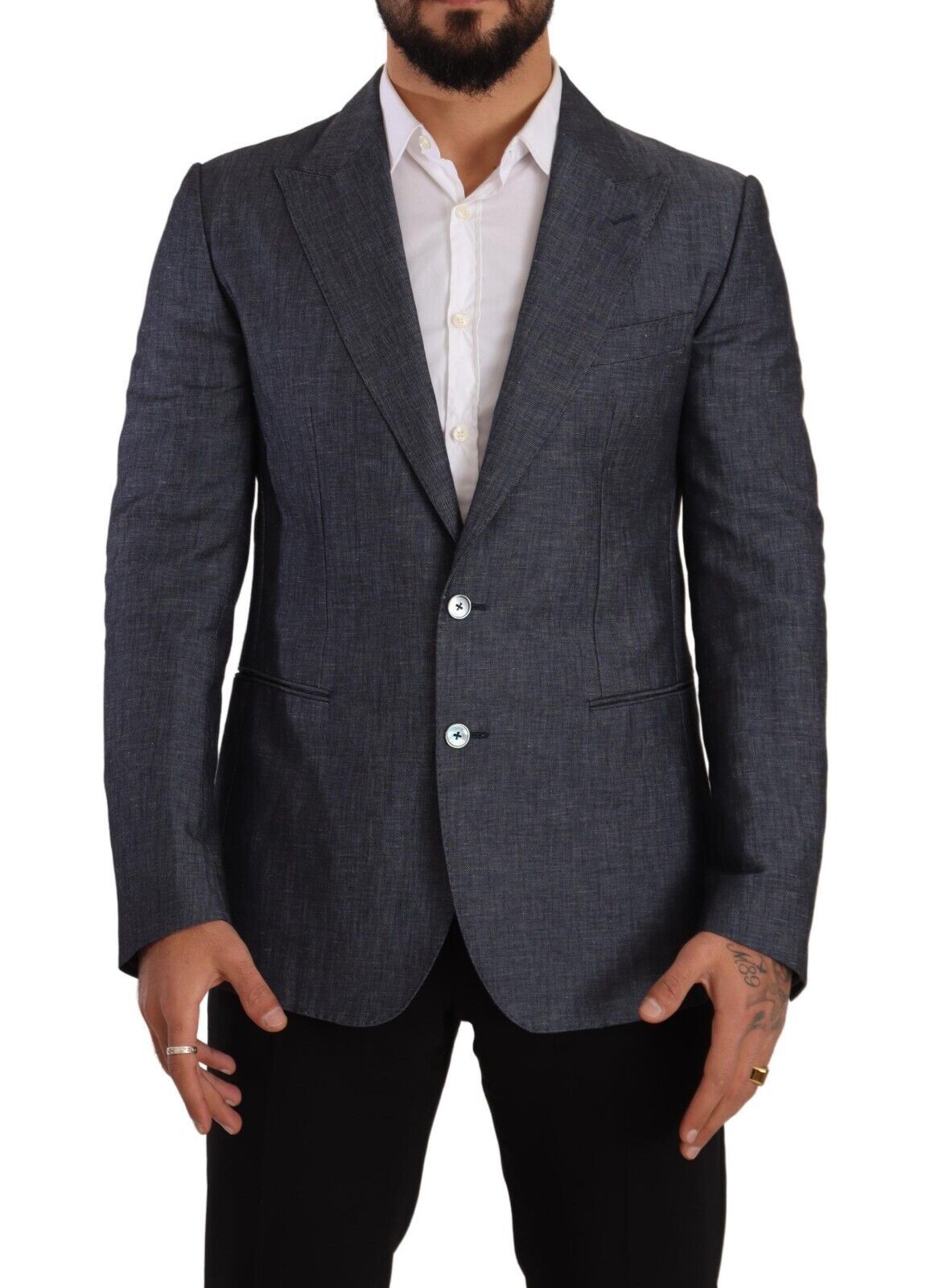 Dolce & Gabbana Blue Linen Cotton Jacket TAORMINA Blazer Dolce & Gabbana
