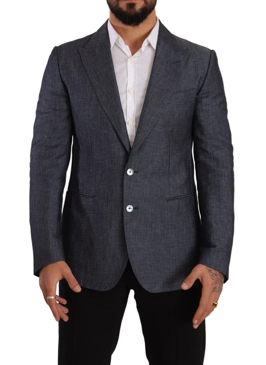 Dolce & Gabbana Blue Linen Cotton Jacket TAORMINA Blazer Dolce & Gabbana