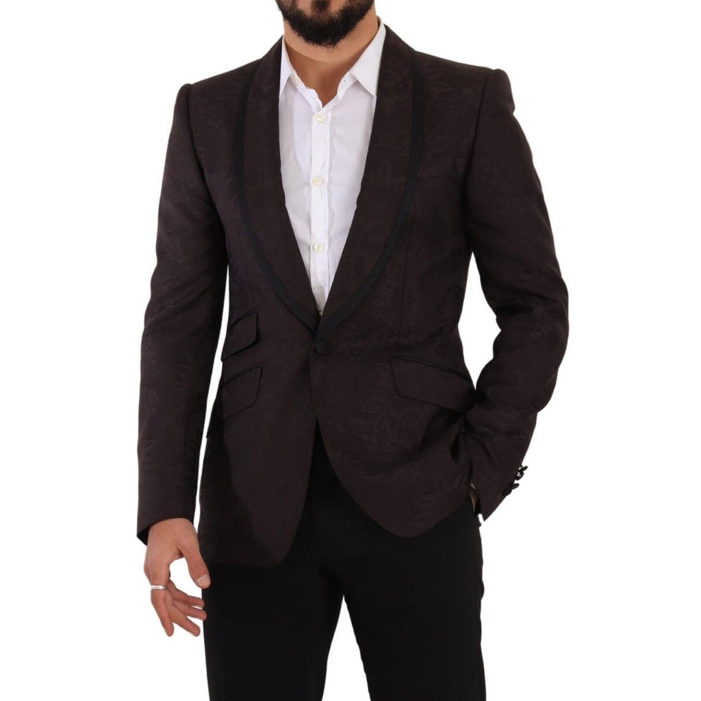 Dolce & Gabbana Purple Jacquard Single Breasted SICILIA Blazer
