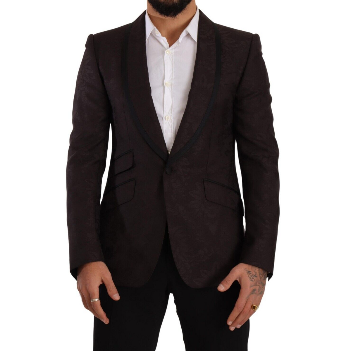 Dolce & Gabbana Purple Jacquard Single Breasted SICILIA Blazer