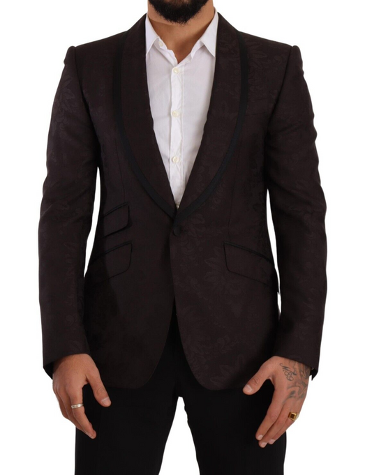 Dolce & Gabbana Purple Jacquard Single Breasted SICILIA Blazer Dolce & Gabbana