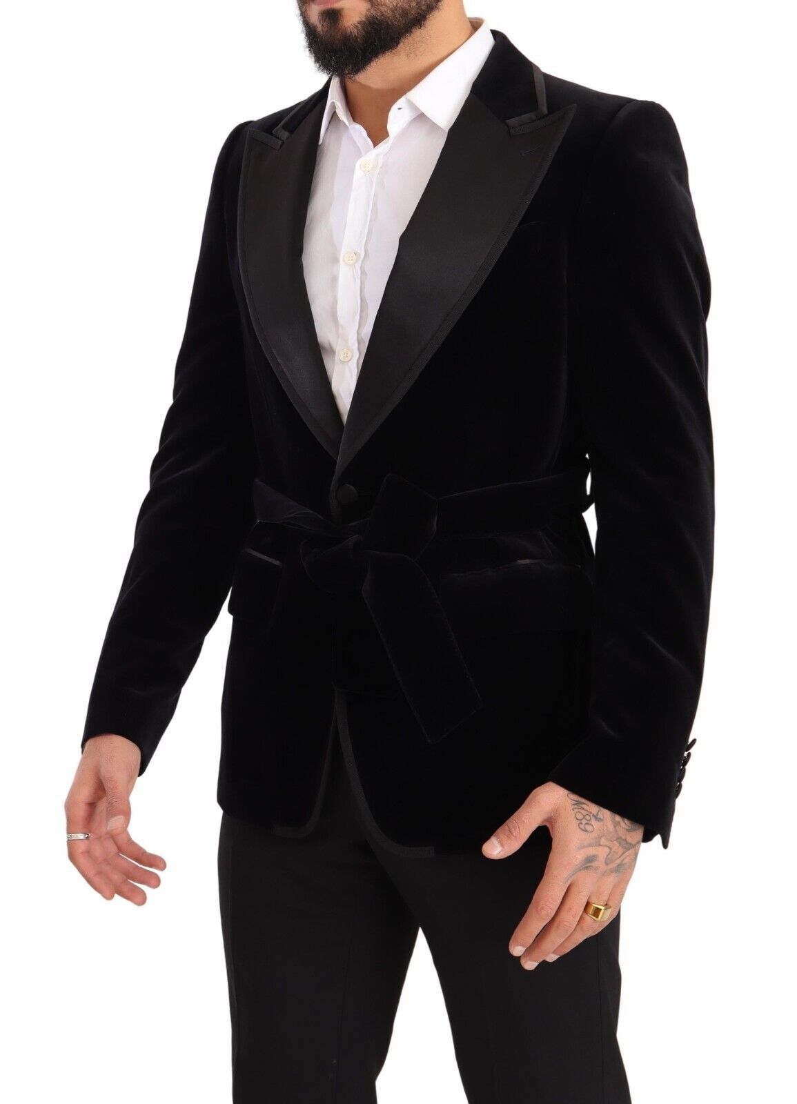 Dolce & Gabbana Black Velvet Single Breasted One Button Blazer Dolce & Gabbana