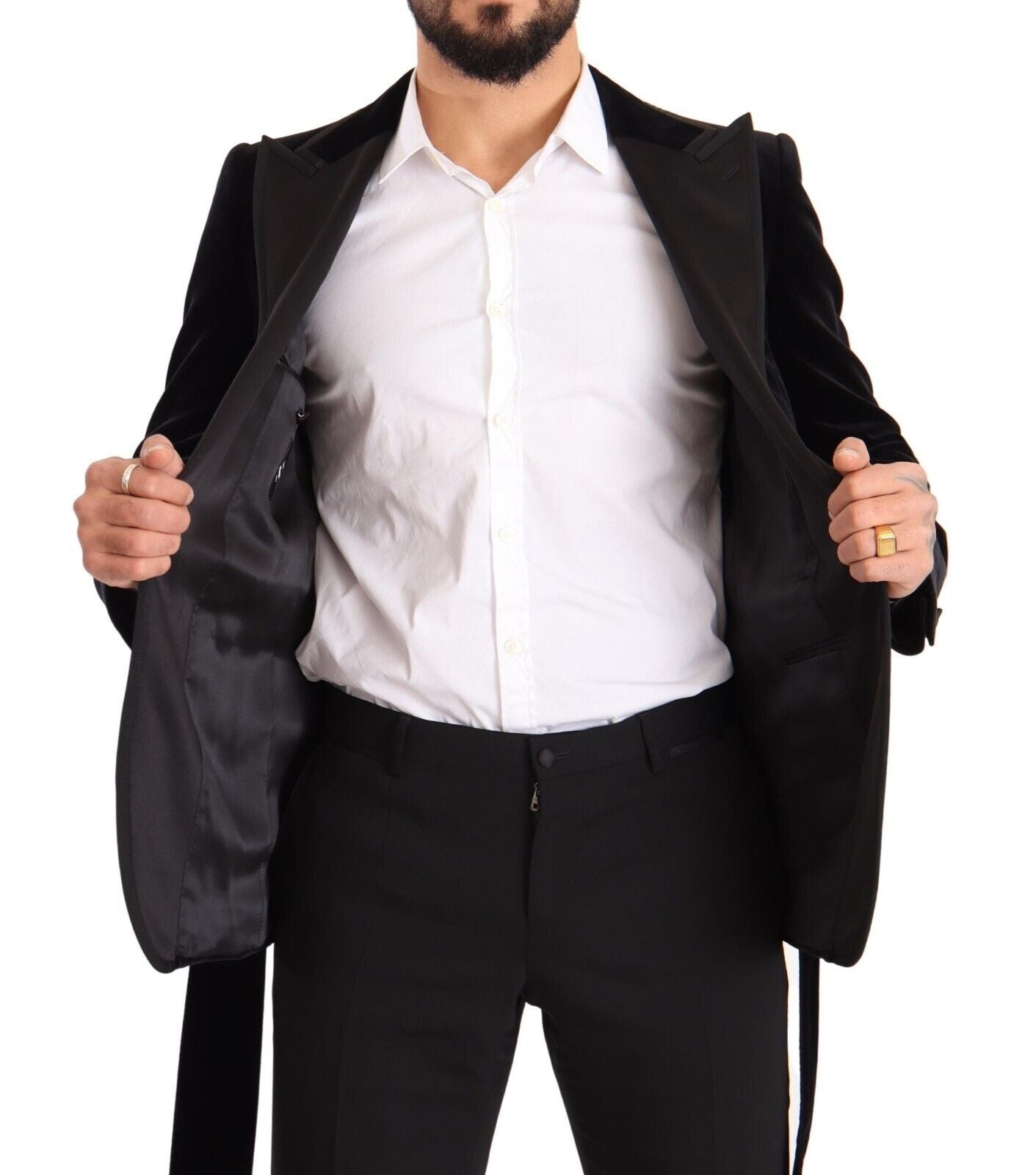 Dolce & Gabbana Black Velvet Single Breasted One Button Blazer Dolce & Gabbana