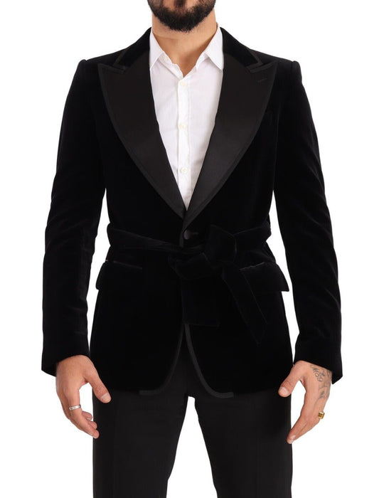 Dolce & Gabbana Black Velvet Single Breasted One Button Blazer Dolce & Gabbana