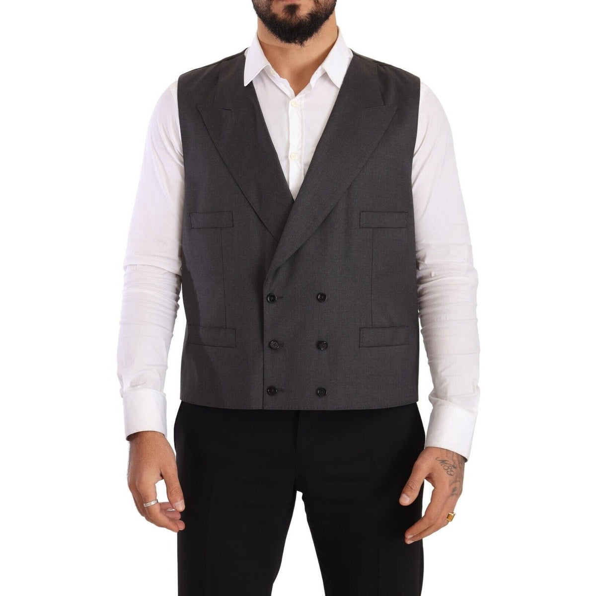 Dolce & Gabbana Gray Double Breasted 2 Piece SICILIA Blazer