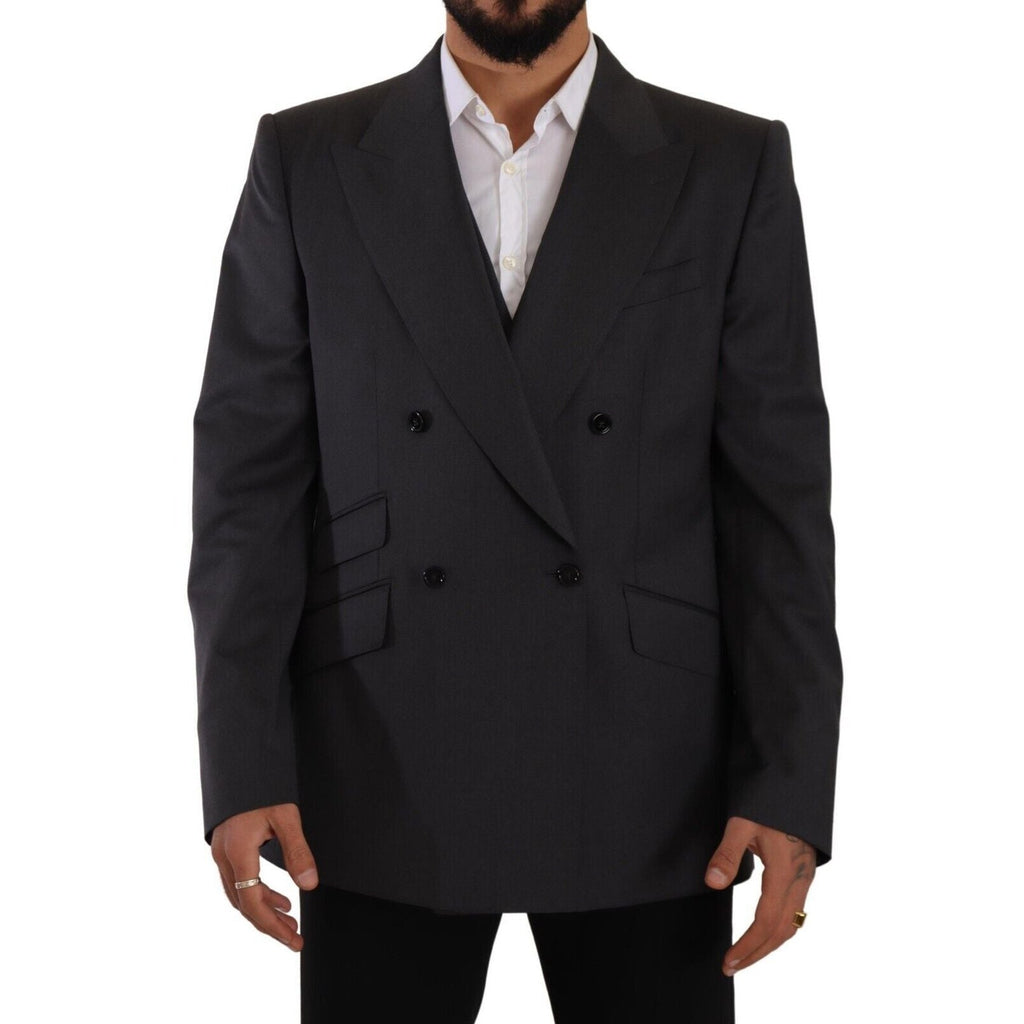 Dolce & Gabbana Gray Double Breasted 2 Piece SICILIA Blazer