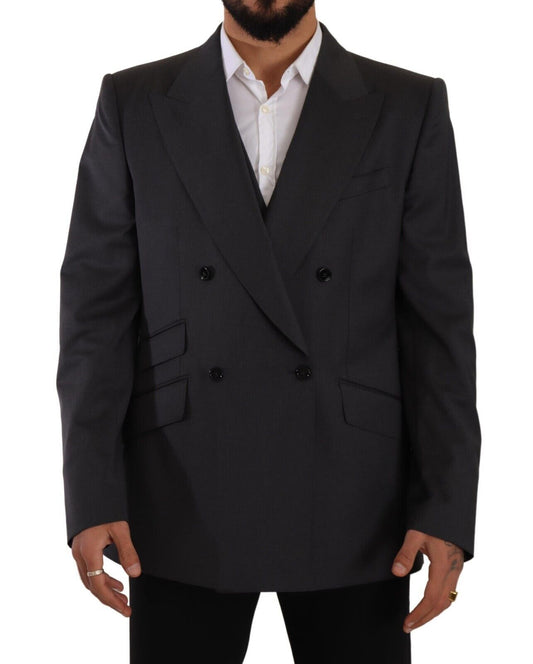 Dolce & Gabbana Gray Double Breasted 2 Piece SICILIA Blazer Dolce & Gabbana