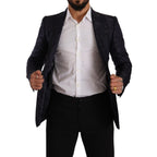 Dolce & Gabbana Blue Floral Jacquard Silk Coat MARTINI Blazer