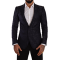 Dolce & Gabbana Blue Floral Jacquard Silk Coat MARTINI Blazer