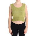 PINK MEMORIES Green Cotton Blend Knitted Sleeveless Sweater