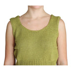 PINK MEMORIES Green Cotton Blend Knitted Sleeveless Sweater