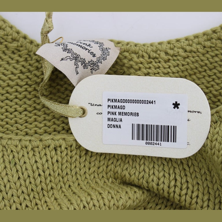 PINK MEMORIES Green Cotton Blend Knitted Sleeveless Sweater