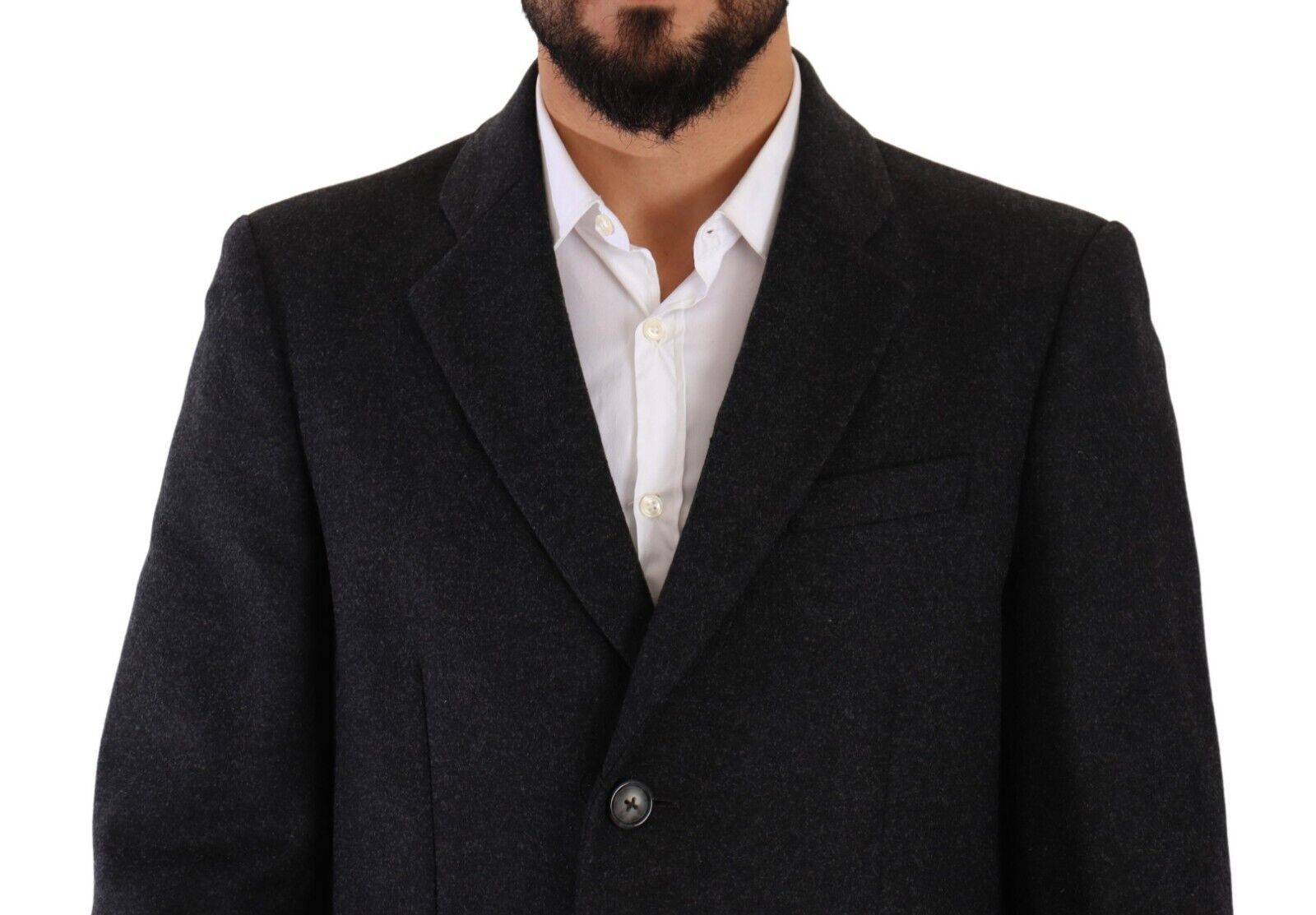 Dolce & Gabbana Dark Gray Wool Over Trench Coat Men Jacket Dolce & Gabbana