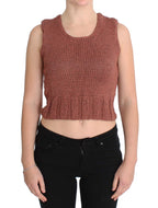 PINK MEMORIES Red Cotton Blend Knitted Sleeveless Sweater