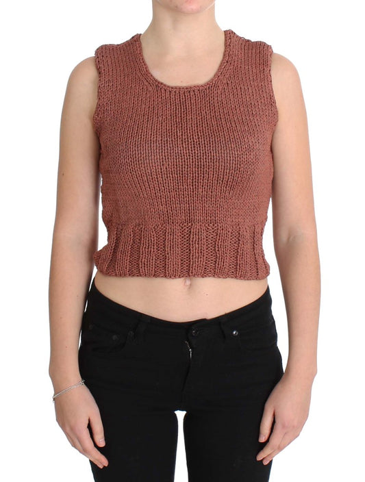 PINK MEMORIES Red Cotton Blend Knitted Sleeveless Sweater PINK MEMORIES