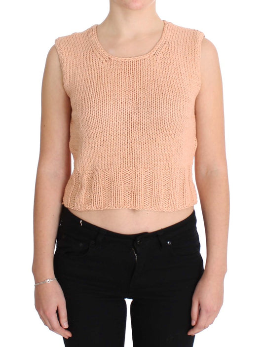 PINK MEMORIES Pink Cotton Blend Knitted Sleeveless Sweater PINK MEMORIES