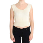 PINK MEMORIES Beige Cotton Blend Knitted Sleeveless Sweater