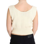 PINK MEMORIES Beige Cotton Blend Knitted Sleeveless Sweater