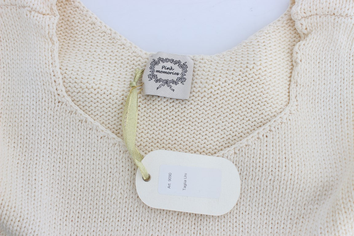 PINK MEMORIES Beige Cotton Blend Knitted Sleeveless Sweater PINK MEMORIES