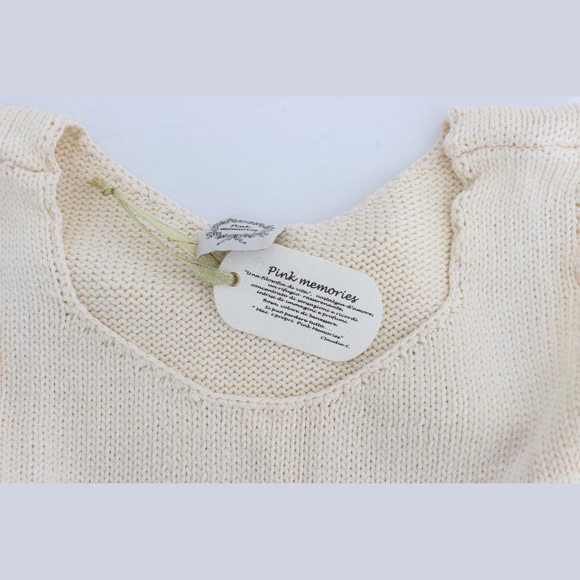 PINK MEMORIES Beige Cotton Blend Knitted Sleeveless Sweater