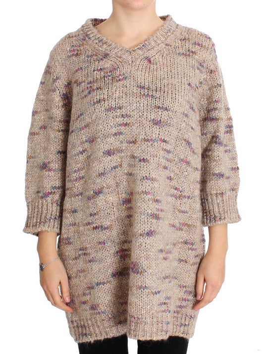 PINK MEMORIES Beige Wool Blend Knitted Oversize Sweater PINK MEMORIES