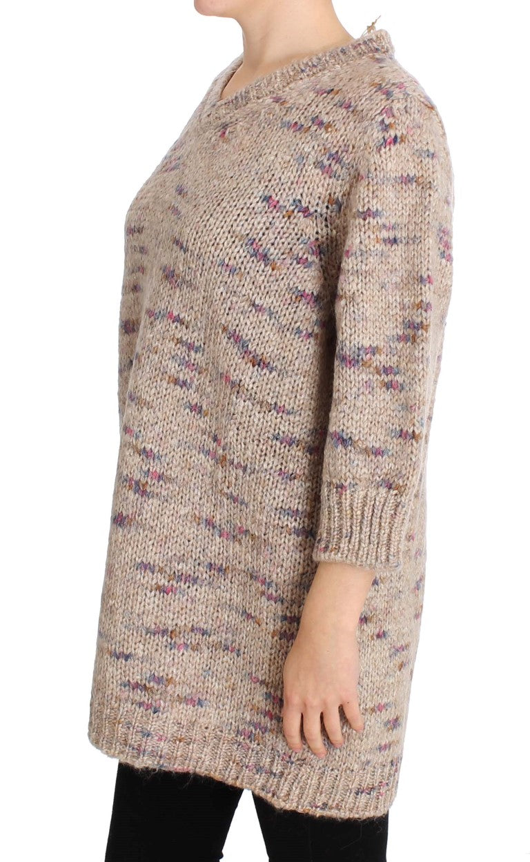PINK MEMORIES Beige Wool Blend Knitted Oversize Sweater PINK MEMORIES