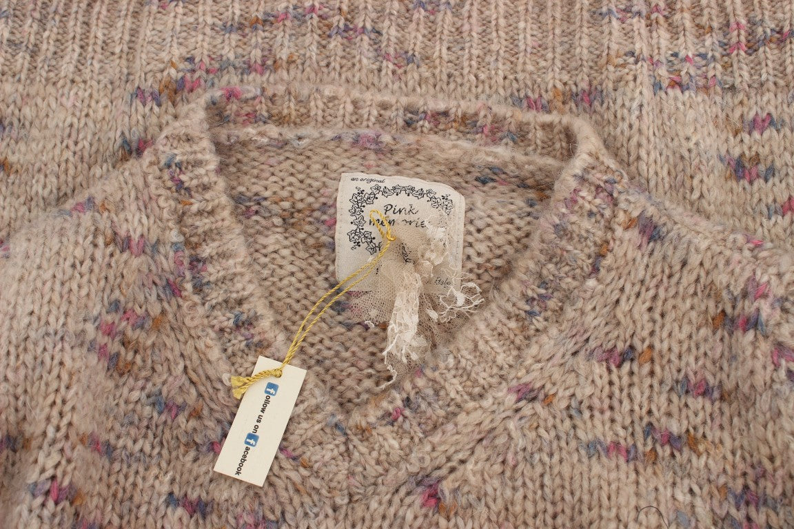 PINK MEMORIES Beige Wool Blend Knitted Oversize Sweater PINK MEMORIES