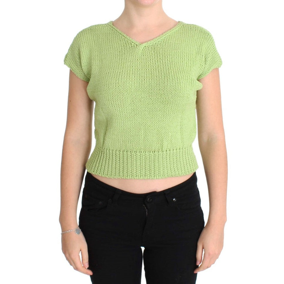 PINK MEMORIES Green Cotton Blend Knitted Sweater