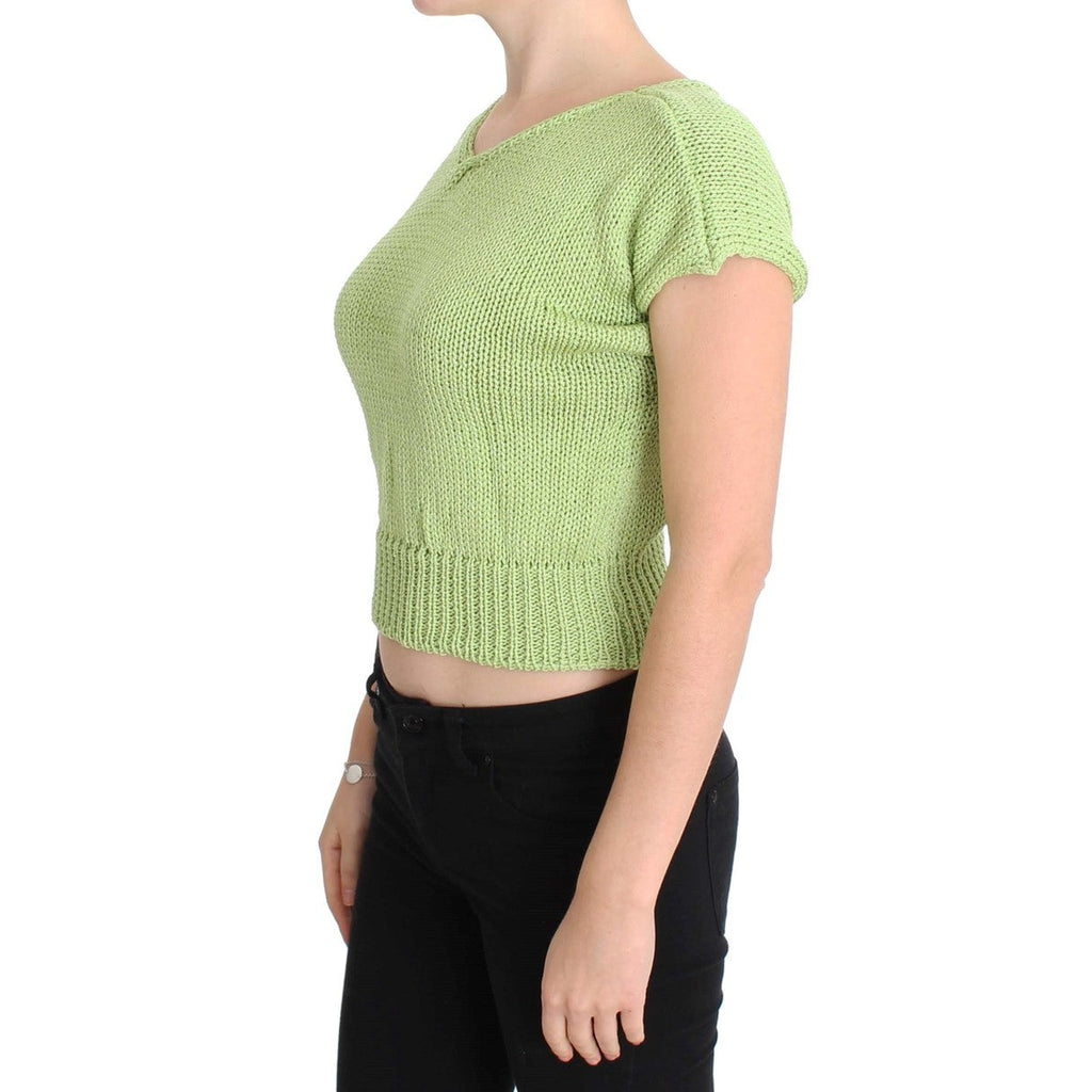 PINK MEMORIES Green Cotton Blend Knitted Sweater