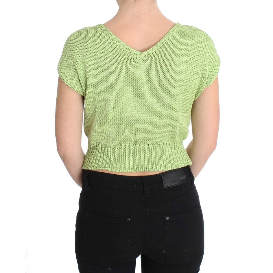 PINK MEMORIES Green Cotton Blend Knitted Sweater