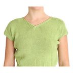 PINK MEMORIES Green Cotton Blend Knitted Sweater
