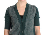 PINK MEMORIES Green Lace Cotton Cardigan Sweater